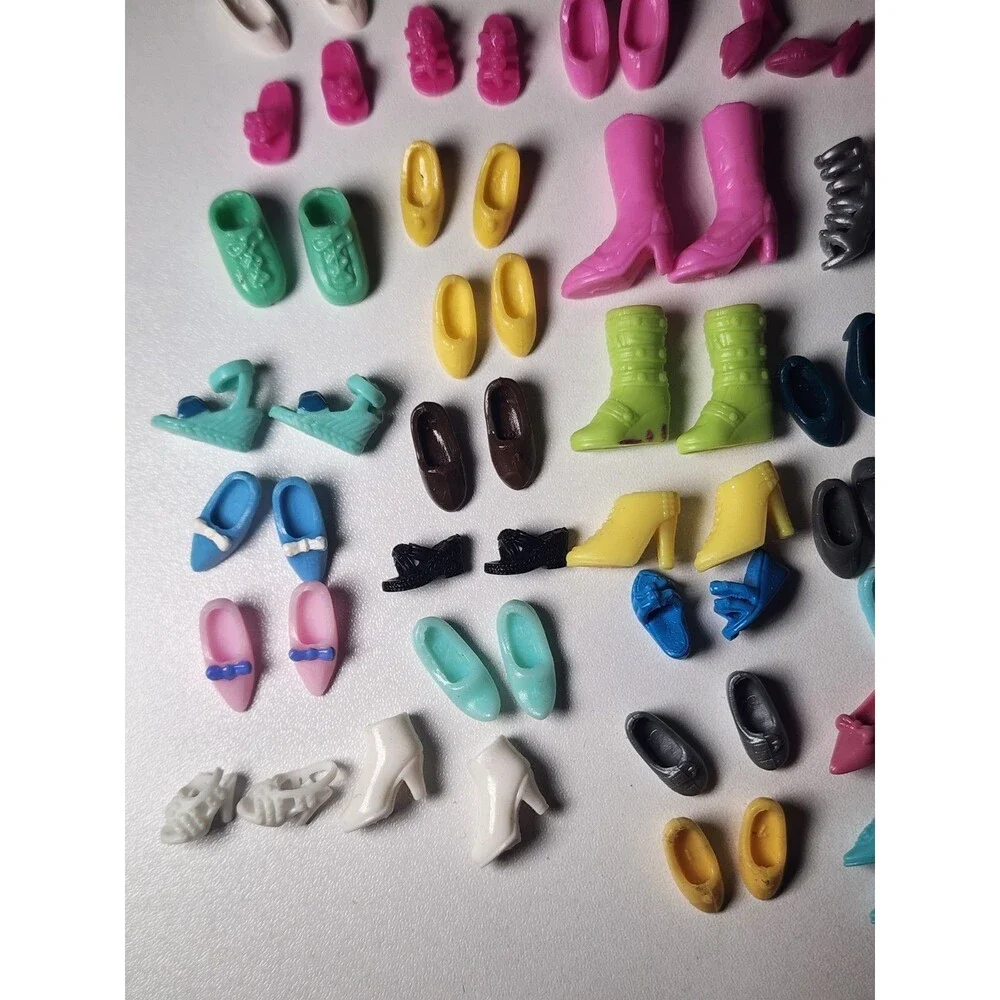 Polly Pocket Shoe Lot 49 Matching Pairs Boots Heels Sandals Rubber Plastic Matte